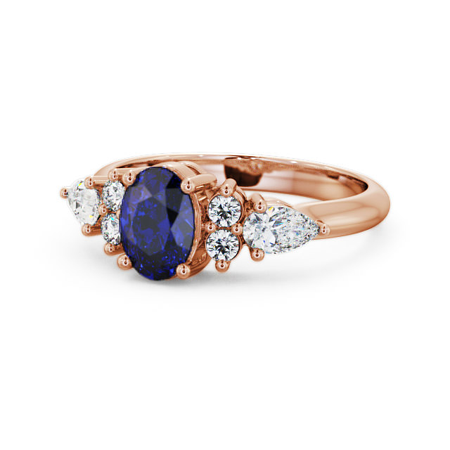 Blue Sapphire and Diamond 1.42ct Ring 18K Rose Gold - Petra GEM2_RG_BS_FLAT