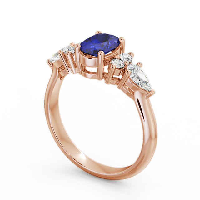 Blue Sapphire and Diamond 1.42ct Ring 18K Rose Gold - Petra GEM2_RG_BS_SIDE