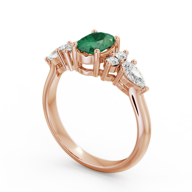 Emerald and Diamond 1.27ct Ring 9K Rose Gold - Petra GEM2_RG_EM_SIDE