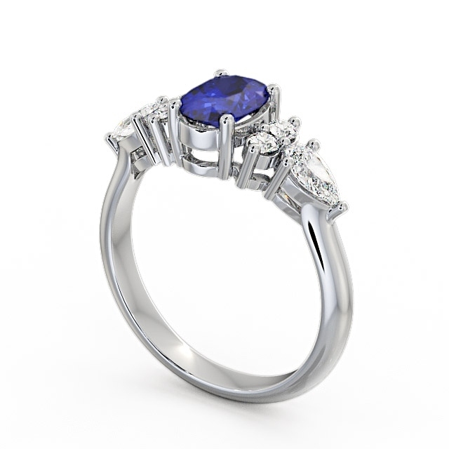 Blue Sapphire and Diamond 1.42ct Ring 18K White Gold - Petra GEM2_WG_BS_SIDE