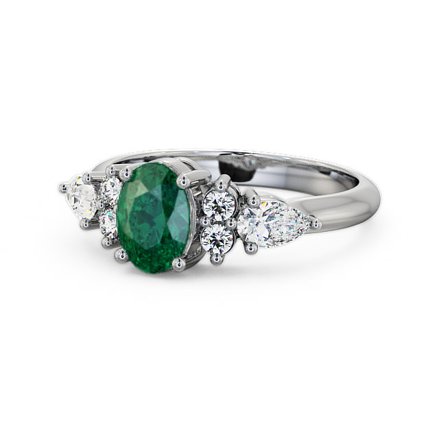Emerald and Diamond 1.27ct Ring Platinum - Petra GEM2_WG_EM_FLAT