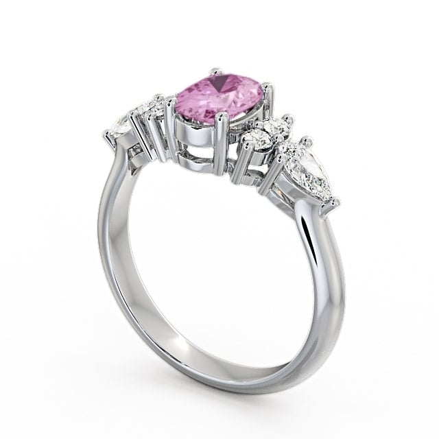 Pink Sapphire and Diamond 1.42ct Ring 18K White Gold - Petra GEM2_WG_PS_SIDE