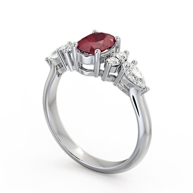 Ruby and Diamond 1.42ct Ring 18K White Gold - Petra GEM2_WG_RU_SIDE