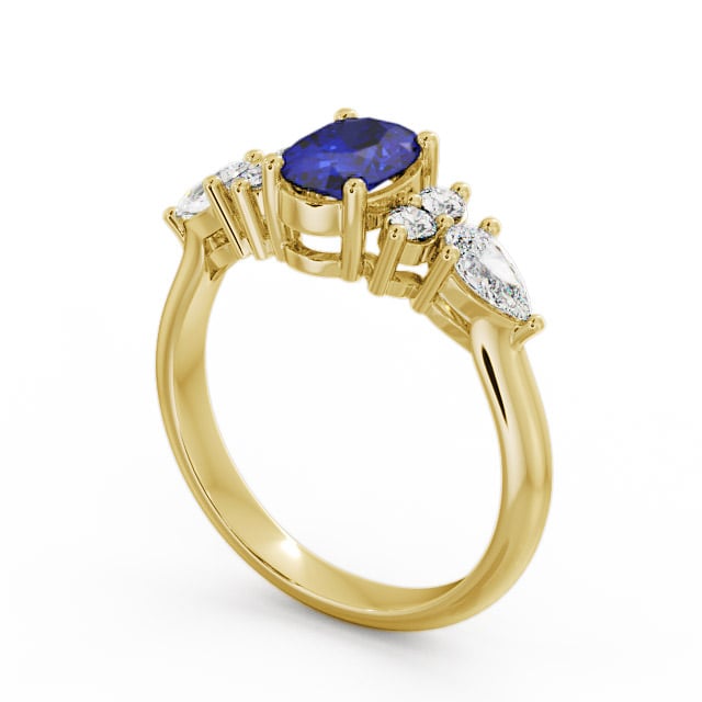 Blue Sapphire and Diamond 1.42ct Ring 18K Yellow Gold - Petra GEM2_YG_BS_SIDE