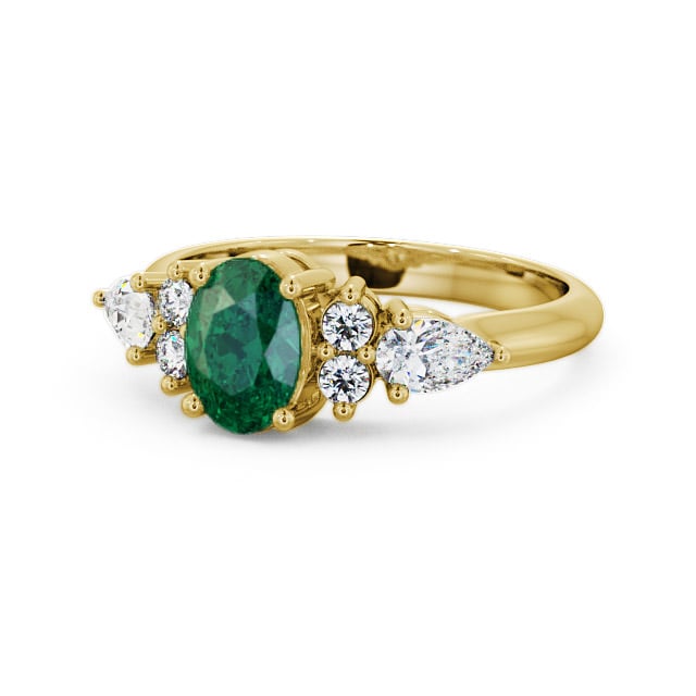 Emerald and Diamond 1.27ct Ring 18K Yellow Gold - Petra GEM2_YG_EM_FLAT
