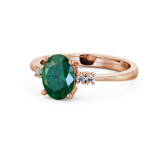 Emerald and Diamond 1.32ct Ring 18K Rose Gold - Talida GEM3_RG_EM_FLAT
