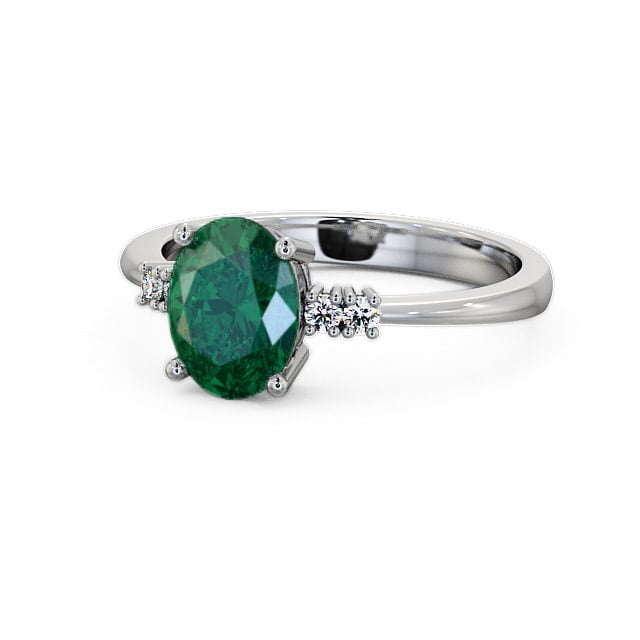 Emerald and Diamond 1.32ct Ring 9K White Gold - Talida GEM3_WG_EM_FLAT