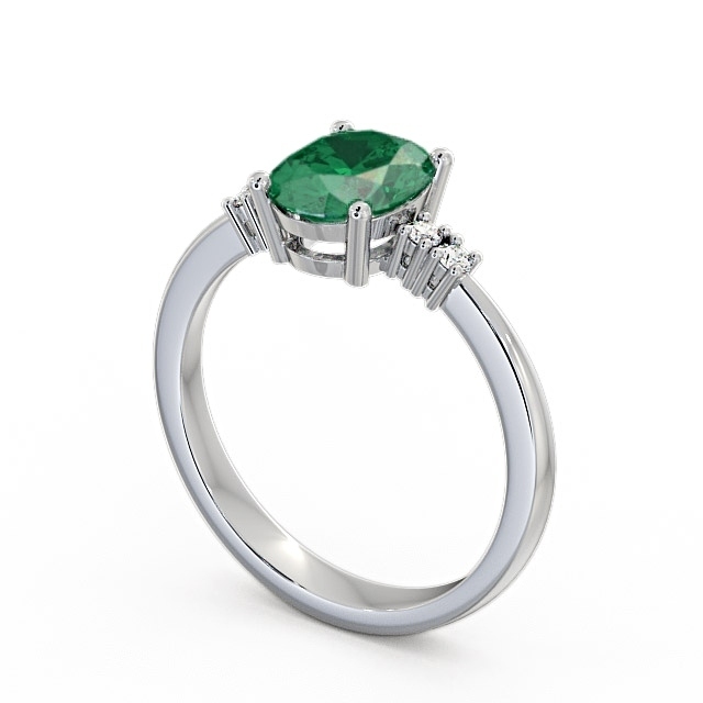 Emerald and Diamond 1.32ct Ring 9K White Gold - Talida