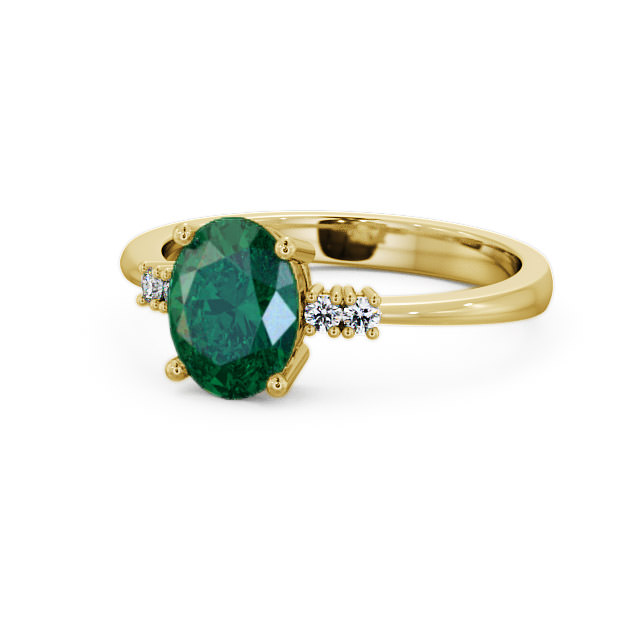 Emerald and Diamond 1.32ct Ring 9K Yellow Gold - Talida GEM3_YG_EM_FLAT