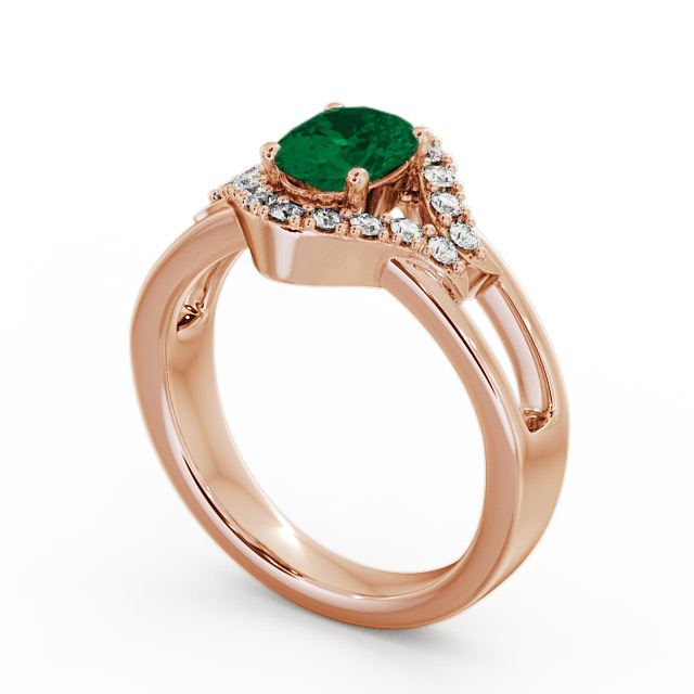 Emerald and Diamond 1.03ct Ring 9K Rose Gold - Viola GEM4_RG_EM_SIDE
