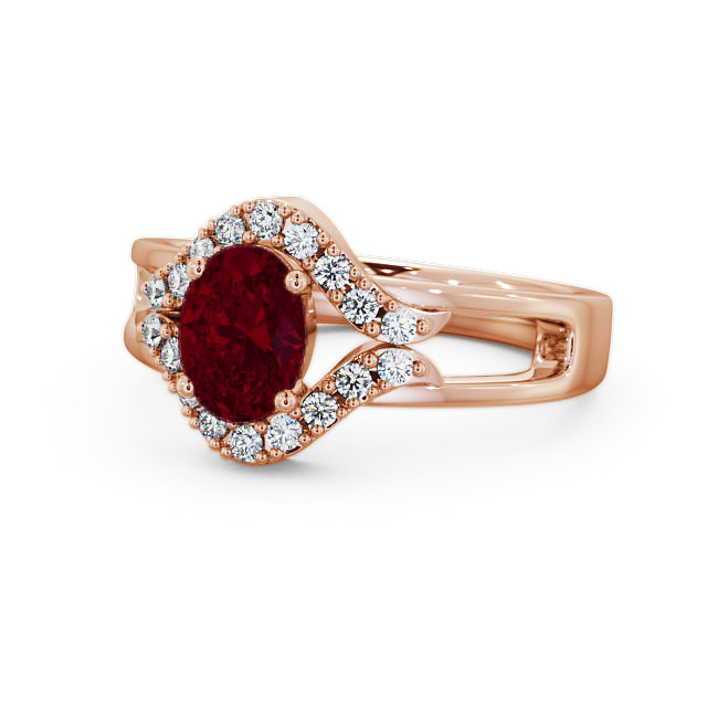 Ruby and Diamond 1.18ct Ring 9K Rose Gold - Viola GEM4_RG_RU_FLAT