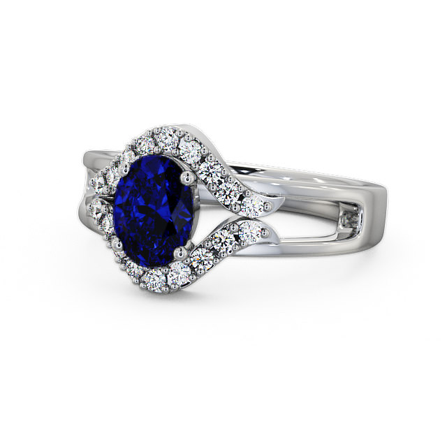 Blue Sapphire and Diamond 1.18ct Ring Platinum - Viola GEM4_WG_BS_FLAT