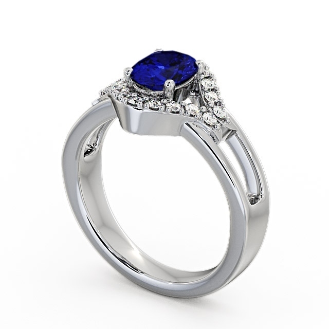 Blue Sapphire and Diamond 1.18ct Ring 9K White Gold - Viola GEM4_WG_BS_SIDE