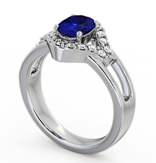 Blue Sapphire and Diamond 1.18ct Ring 9K White Gold - Viola GEM4_WG_BS_THUMB1 