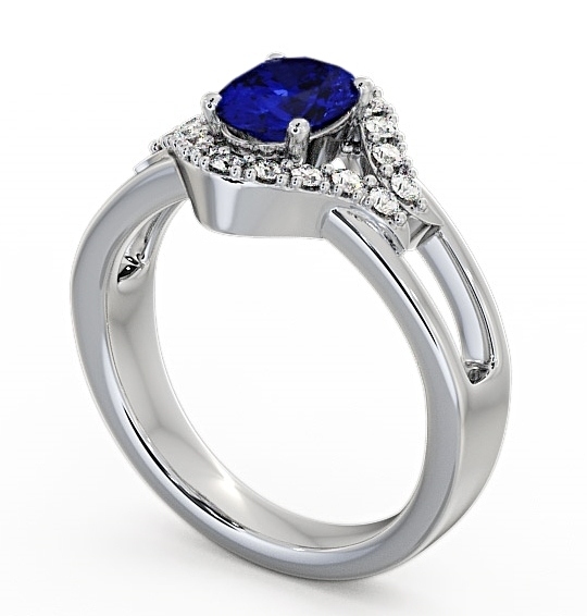 Blue Sapphire and Diamond 1.18ct Ring 18K White Gold GEM4_WG_BS_THUMB1