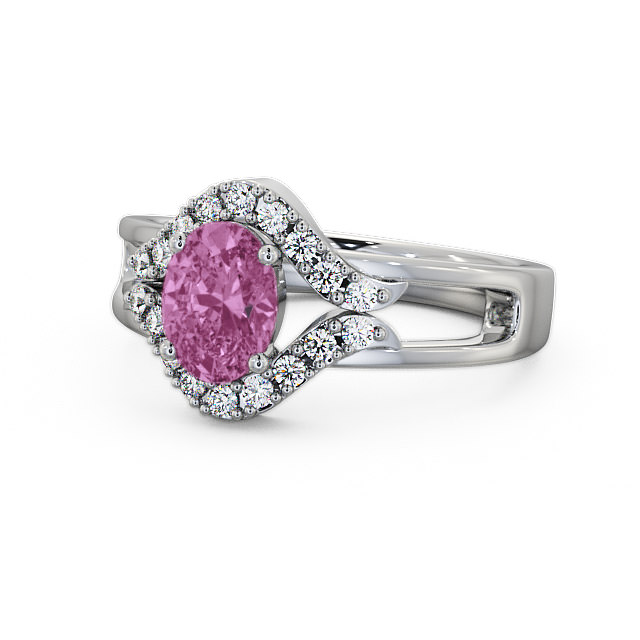 Pink Sapphire and Diamond 1.18ct Ring 9K White Gold - Viola GEM4_WG_PS_FLAT