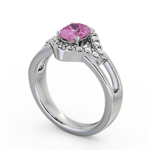 Pink Sapphire and Diamond 1.18ct Ring 9K White Gold - Viola GEM4_WG_PS_SIDE