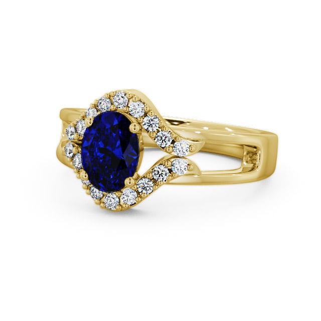 Blue Sapphire and Diamond 1.18ct Ring 9K Yellow Gold - Viola GEM4_YG_BS_FLAT