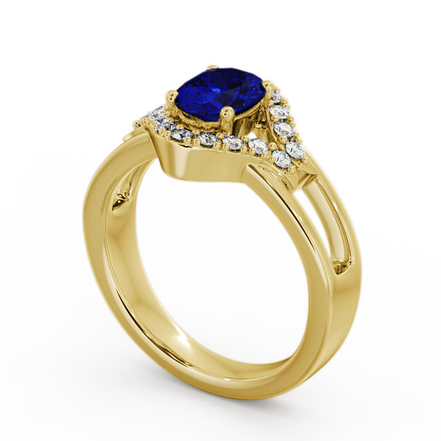 Blue Sapphire and Diamond 1.18ct Ring 18K Yellow Gold - Viola GEM4_YG_BS_SIDE