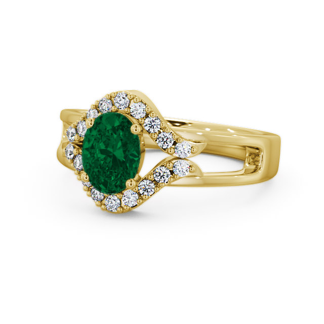 Emerald and Diamond 1.03ct Ring 9K Yellow Gold - Viola GEM4_YG_EM_FLAT