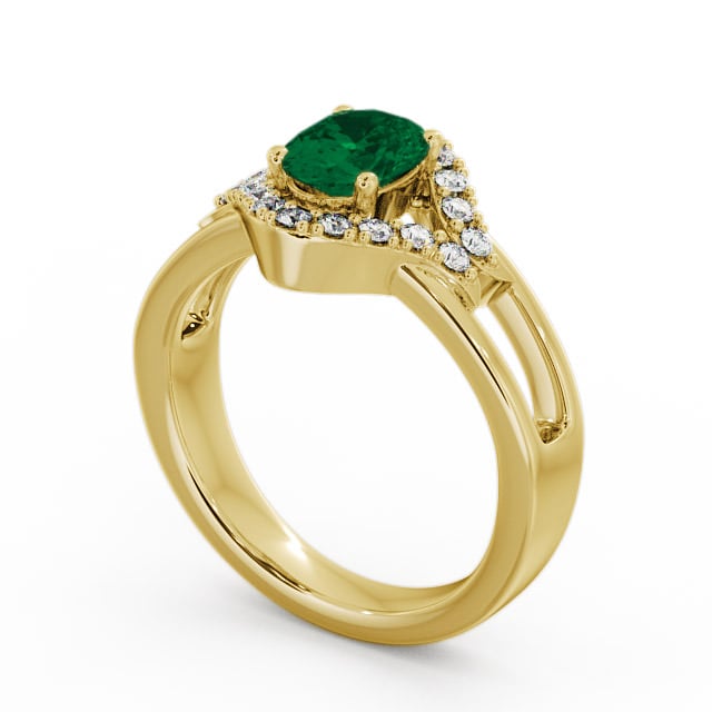 Emerald and Diamond 1.03ct Ring 9K Yellow Gold - Viola
