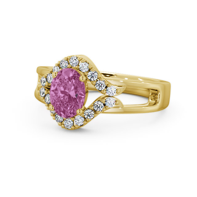 Pink Sapphire and Diamond 1.18ct Ring 9K Yellow Gold - Viola GEM4_YG_PS_FLAT