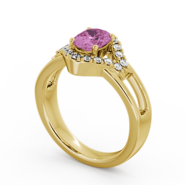 Pink Sapphire and Diamond 1.18ct Ring 9K Yellow Gold - Viola GEM4_YG_PS_SIDE
