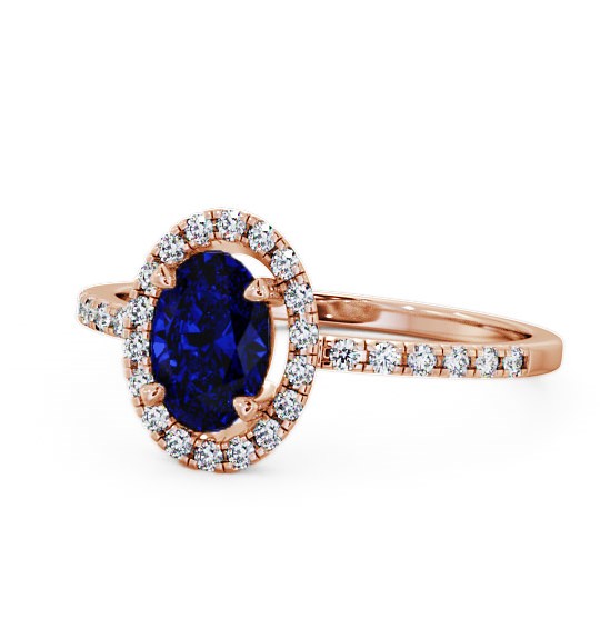  Halo Blue Sapphire and Diamond 1.18ct Ring 9K Rose Gold - Marina GEM5_RG_BS_THUMB2 