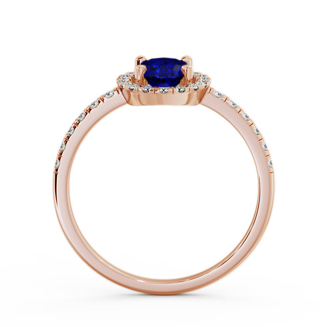 Halo Blue Sapphire and Diamond 1.18ct Ring 18K Rose Gold - Marina GEM5_RG_BS_UP