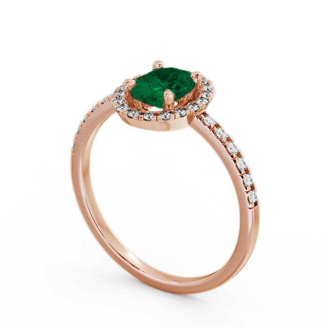 Halo Emerald and Diamond 1.03ct Ring 9K Rose Gold - Marina GEM5_RG_EM_SIDE