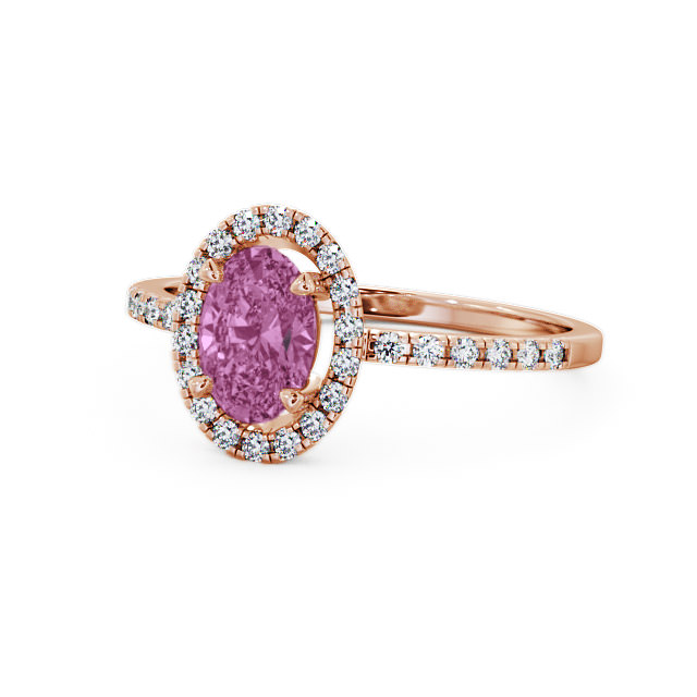 Halo Pink Sapphire and Diamond 1.18ct Ring 18K Rose Gold - Marina GEM5_RG_PS_FLAT