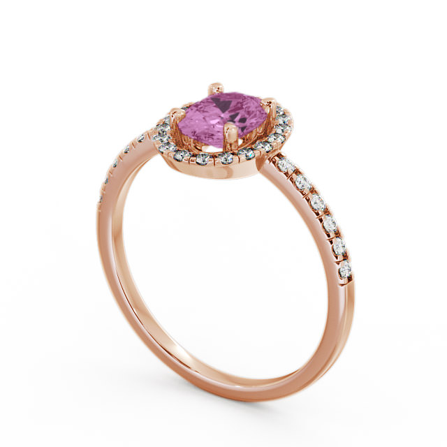 Halo Pink Sapphire and Diamond 1.18ct Ring 18K Rose Gold - Marina GEM5_RG_PS_SIDE