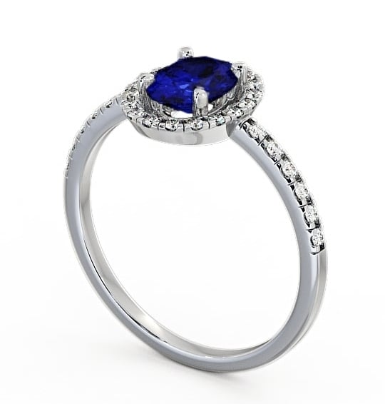 Halo Blue Sapphire and Diamond 1.18ct Ring 9K White Gold - Marina GEM5_WG_BS_THUMB1