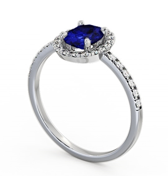 Halo Blue Sapphire and Diamond 1.18ct Ring Palladium GEM5_WG_BS_THUMB1