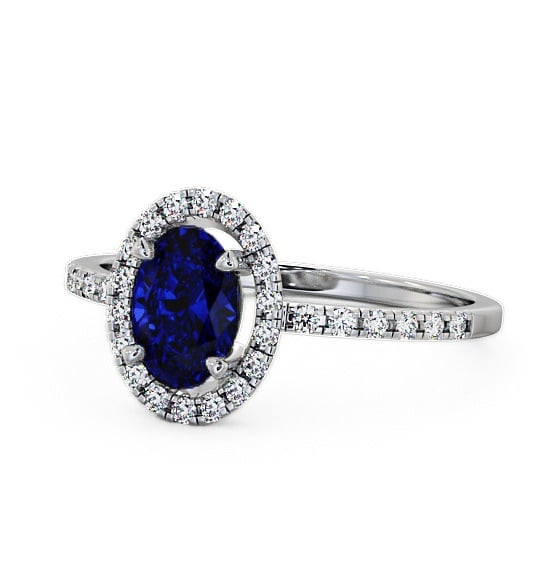 Halo Blue Sapphire and Diamond 1.18ct Ring 18K White Gold GEM5_WG_BS_THUMB2 