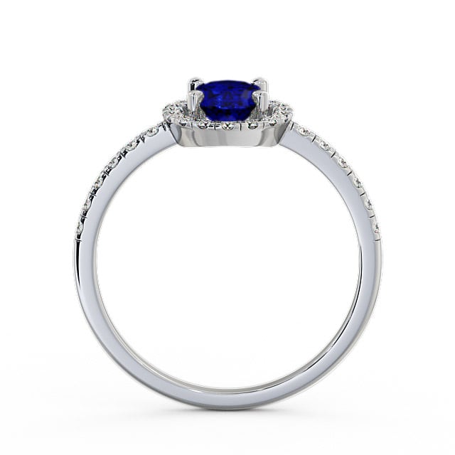 Halo Blue Sapphire and Diamond 1.18ct Ring 9K White Gold - Marina GEM5_WG_BS_UP