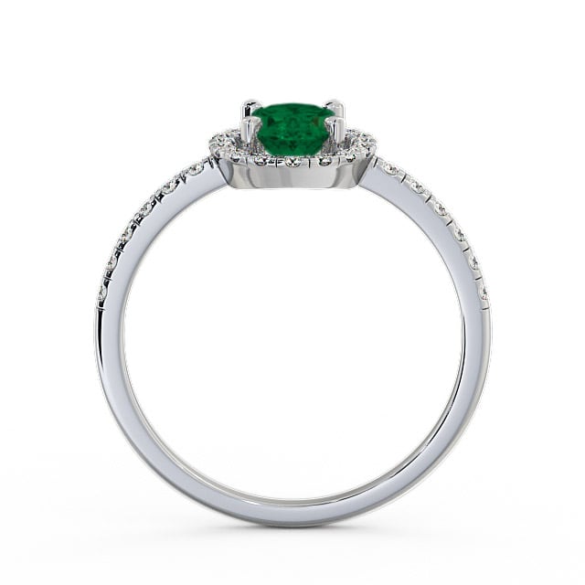 Halo Emerald and Diamond 1.03ct Ring 18K White Gold - Marina GEM5_WG_EM_UP