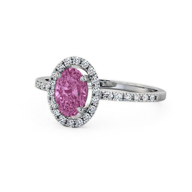 Halo Pink Sapphire and Diamond 1.18ct Ring 18K White Gold - Marina GEM5_WG_PS_FLAT