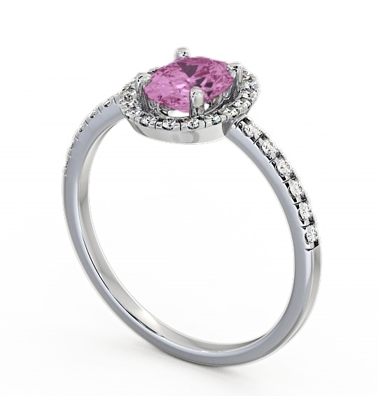 Halo Pink Sapphire and Diamond 1.18ct Ring 18K White Gold - Marina GEM5_WG_PS_THUMB1