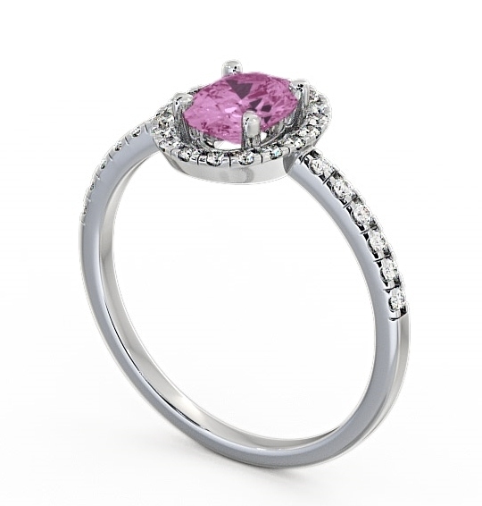 Halo Pink Sapphire and Diamond 1.18ct Ring 9K White Gold GEM5_WG_PS_THUMB1