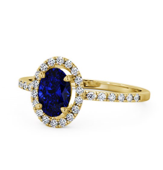  Halo Blue Sapphire and Diamond 1.18ct Ring 9K Yellow Gold - Marina GEM5_YG_BS_THUMB2 