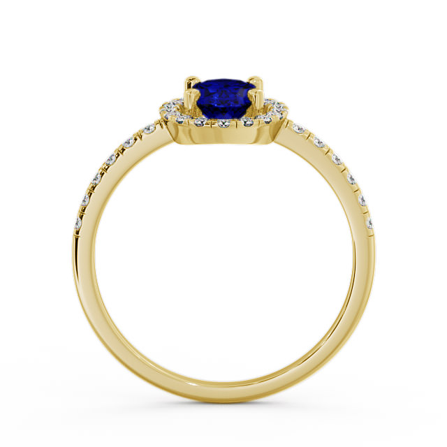 Halo Blue Sapphire and Diamond 1.18ct Ring 18K Yellow Gold - Marina GEM5_YG_BS_UP