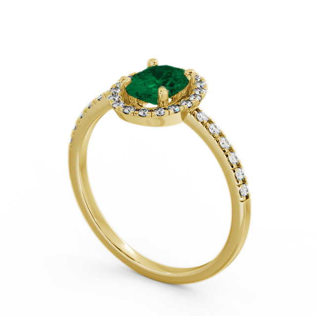 Halo Emerald and Diamond 1.03ct Ring 18K Yellow Gold - Marina