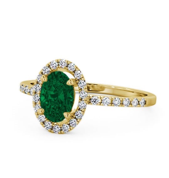  Halo Emerald and Diamond 1.03ct Ring 18K Yellow Gold - Marina GEM5_YG_EM_THUMB2 