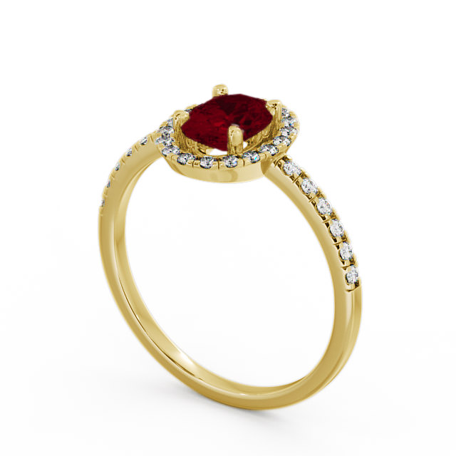 Halo Ruby and Diamond 1.18ct Ring 18K Yellow Gold - Marina GEM5_YG_RU_SIDE