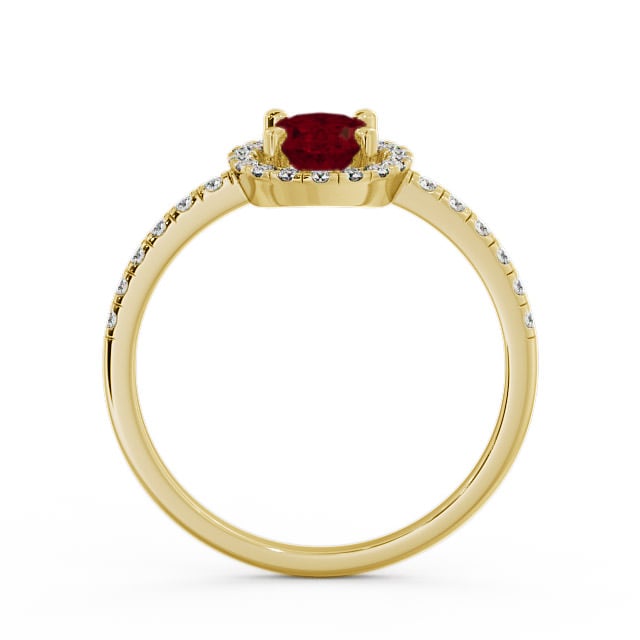 Halo Ruby and Diamond 1.18ct Ring 18K Yellow Gold - Marina GEM5_YG_RU_UP