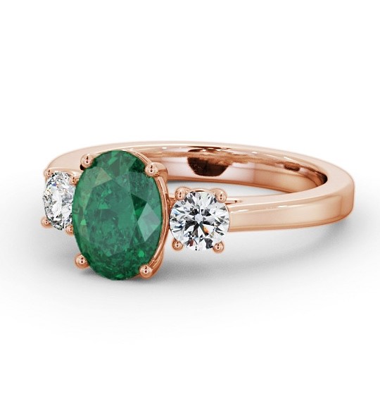 Three Stone Emerald and Diamond 1.65ct Ring 18K Rose Gold GEM61_RG_EM_THUMB2 