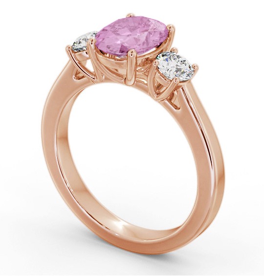 Three Stone Pink Sapphire and Diamond 1.95ct Ring 18K Rose Gold GEM61_RG_PS_THUMB1 