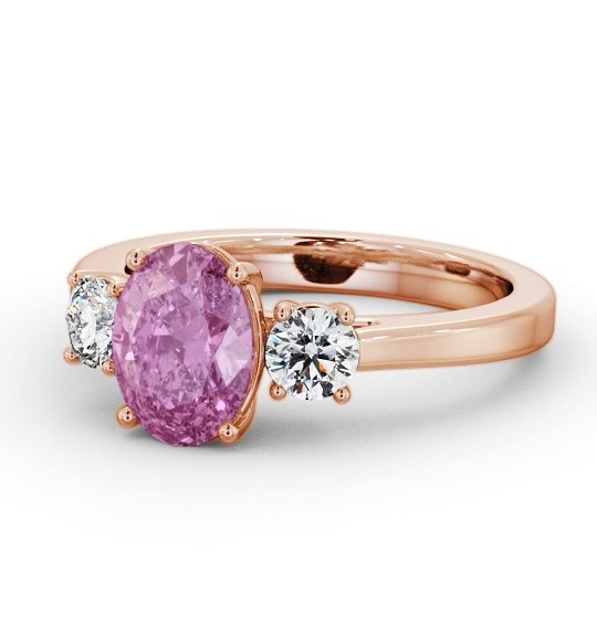 Three Stone Pink Sapphire and Diamond 1.95ct Ring 18K Rose Gold GEM61_RG_PS_THUMB2 