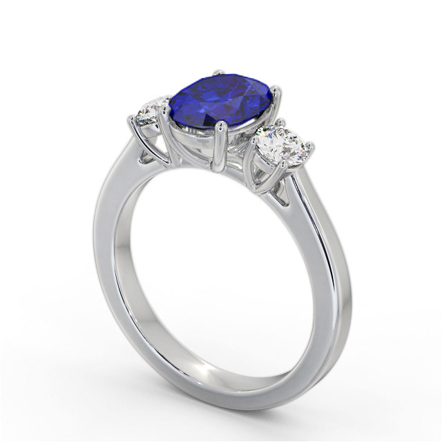 Three Stone Blue Sapphire and Diamond 1.95ct Ring 18K White Gold - Belene GEM61_WG_BS_SIDE